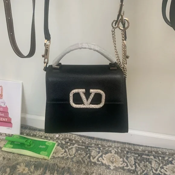 Elegant Black Satchel with Silver Logo - Picture 9 of 14